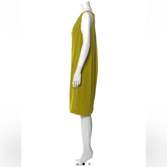 MaxMara chartreuse cowl neck sleeveless midi dress - Picture 3 of 12